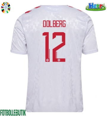 Danmark Kasper Dolberg #12 Bortatröja EM 2024 Kortärmad